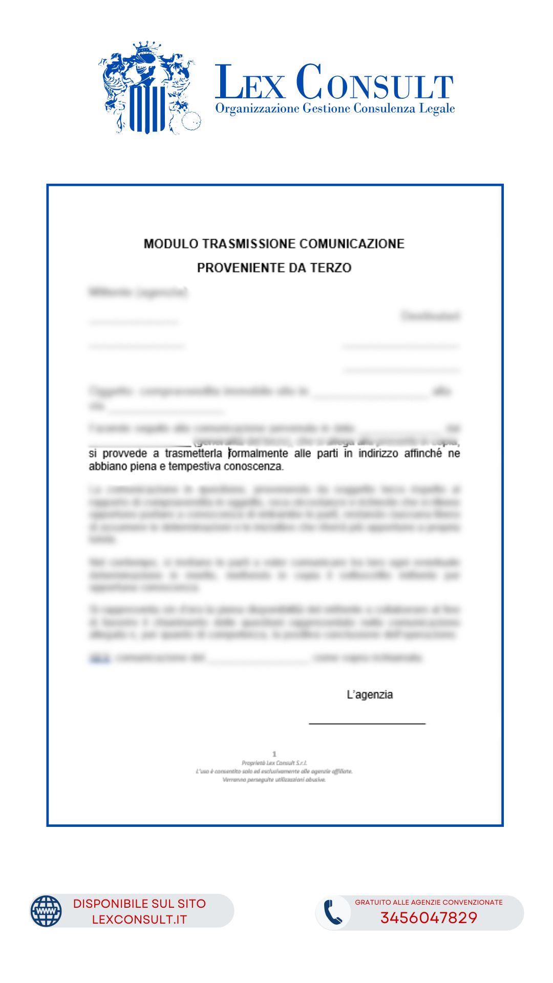 MODULO LETTERA TRASMISSIONE ALLE PARTI DI COMUNICAZIONE PROVENIENTE DA UN TERZO.