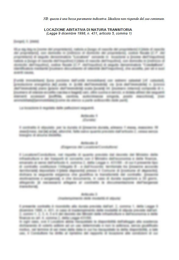 MODULO - Contratto di affitto transitorio (1+1) - FORMATO WORD