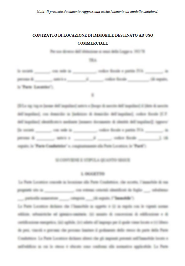 MODULO - Contratto di affitto commerciale tra un'azienda e un privato - FORMATO PDF